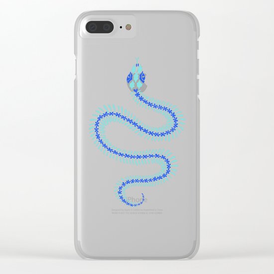 Snake Skeleton – Blue & Cream Clear iPhone Case