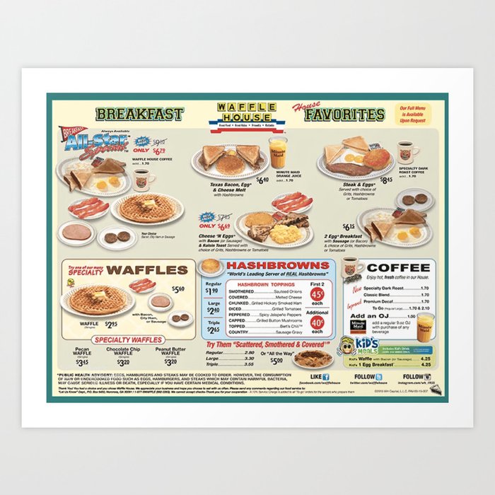 Waffle house breakfast top menu