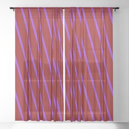 [ Thumbnail: Dark Red & Purple Colored Lines/Stripes Pattern Sheer Curtain ]