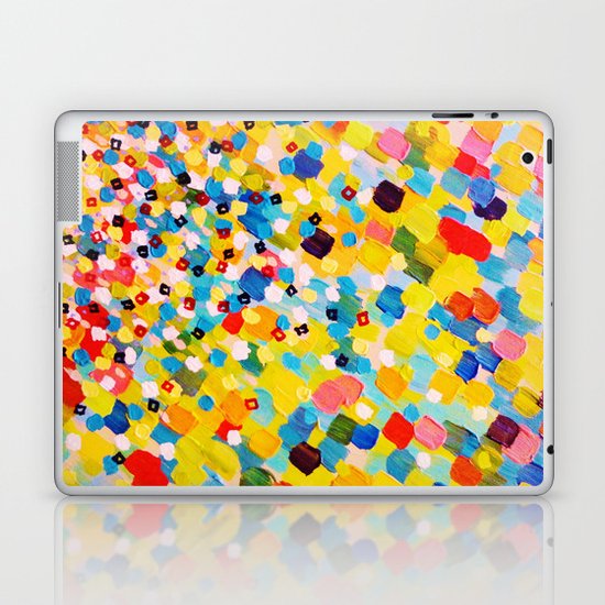 SWEPT AWAY 2 - Vibrant Colorful Rainbow Mango Yellow Waves Mermaid Splash Abstract Acrylic Painting Laptop & iPad Skin