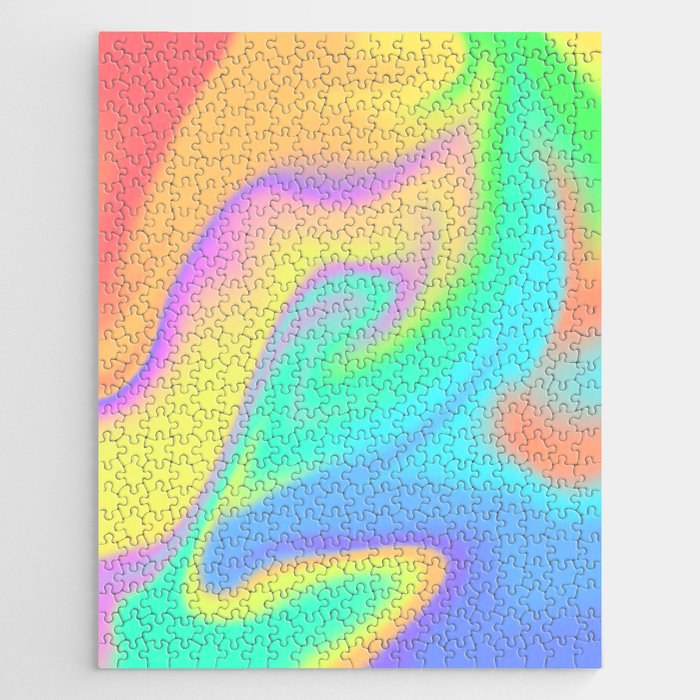 Rainbow Swirl Gradient Trippy Colorful Jigsaw Puzzle