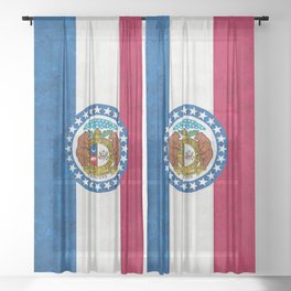 Missouri State Flag US Flags American Banner Standard Show Me State Sheer Curtain