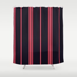 Stripe pattern with navy blue, white and red vertical parallel stripe. Vintage abstract background Shower Curtain