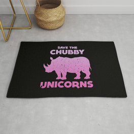 Save The Chubby Unicorn t shirt - Funny phrases tees. Save the Hinoceros. Rug