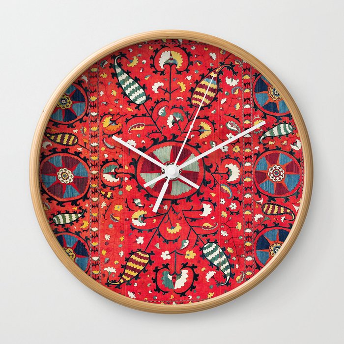 Lakai Suzani Samarkand Uzbekistan Embroidery Print Wall Clock