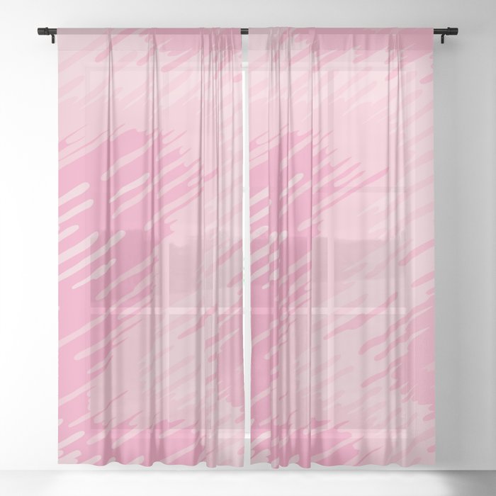 Pink abstract swirls pattern, Line abstract splatter Digital Illustration Background Sheer Curtain