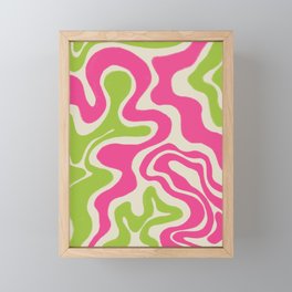 Cheeful Pink and Lime Green Swirl Lines Framed Mini Art Print