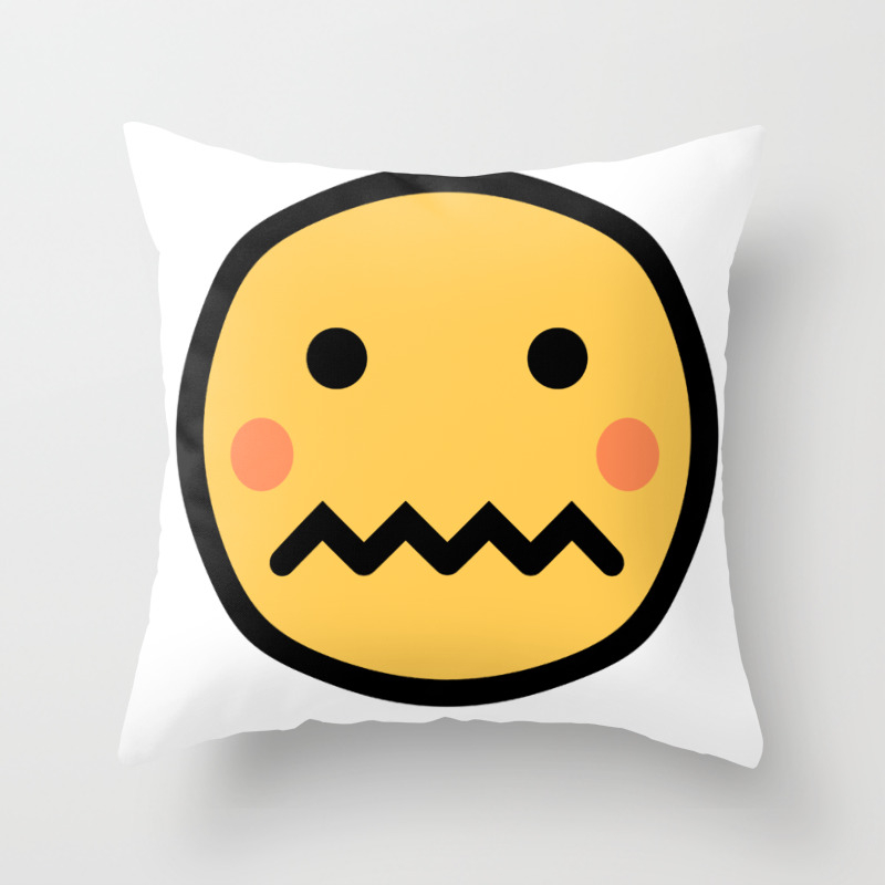 Smiley Face A Bit Shamed Rosey Cheeks Expressionless Face Throw