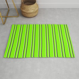 [ Thumbnail: Chartreuse, Beige, and Black Colored Lined Pattern Rug ]