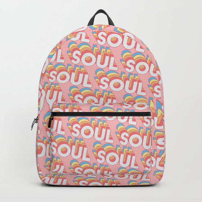 Soul Trendy Rainbow Text Pattern (Pink) Backpack