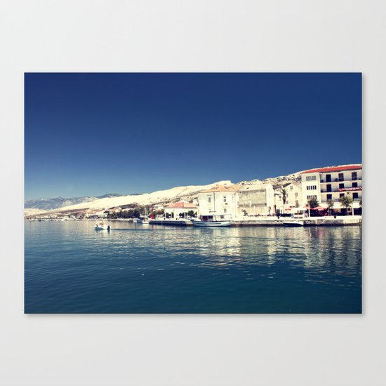 White and dark blue Canvas Print