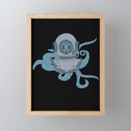 Octopus in an Antique Diving Helmet Framed Mini Art Print