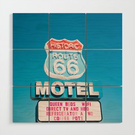 Historic Route 66 Motel Sign - Arizona Southwest USA Road Trip Photo Wood Wall Art