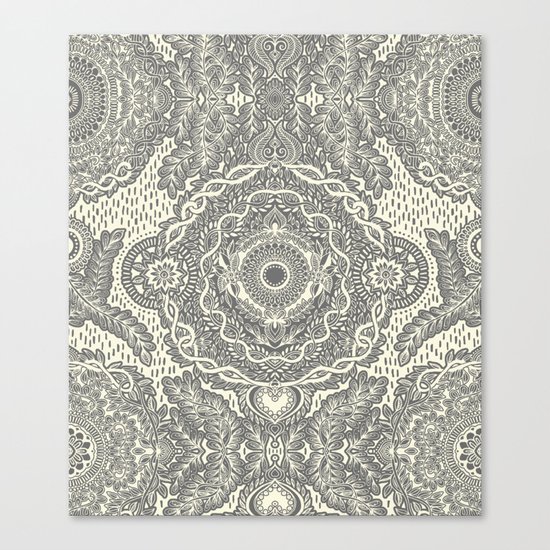 Rain in the Garden - grey and cream Canvas Print