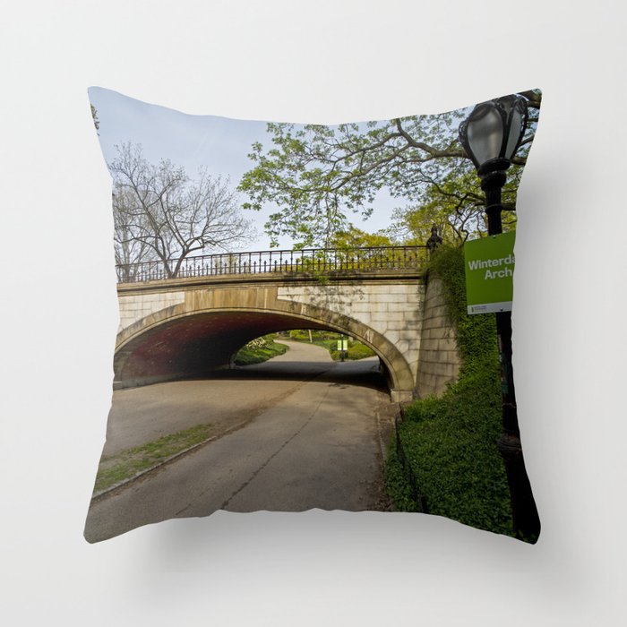 Central Park Winterdale Arch New York City Throw Pillow