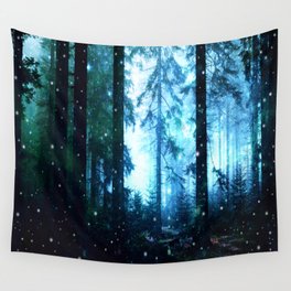 Fireflies Night Forest Wall Tapestry