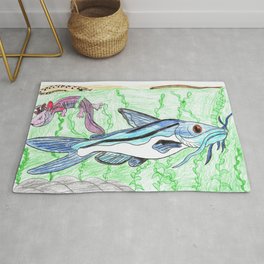 Mexican Blue Catfish Rug | Leglesslizard, Mudpuppysalamander, Drawing, Slowworm, Riverbottom, Freshwaterfish, Colored Pencil, Riverlife, Mudsnake, Lakefish 