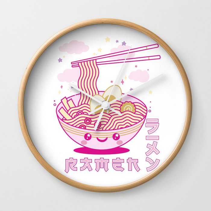Cute Kawaii Anime Ramen Noodles Soup Japanese Aesthetic Wall Clock
