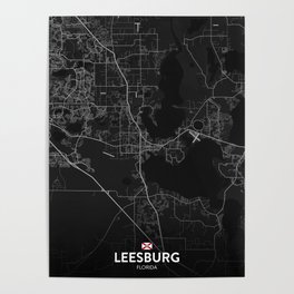 Leesburg, Florida, United States - Dark City Map Poster