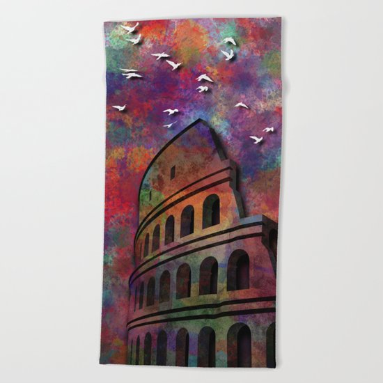 The Coliseum in Colors Beach Towel