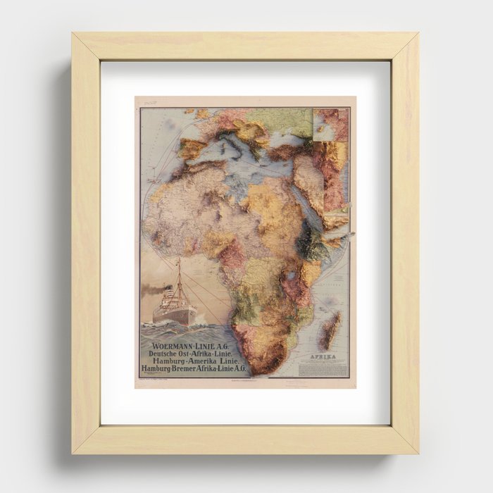 Vintage 3D Map of Colonial Africa Recessed Framed Print