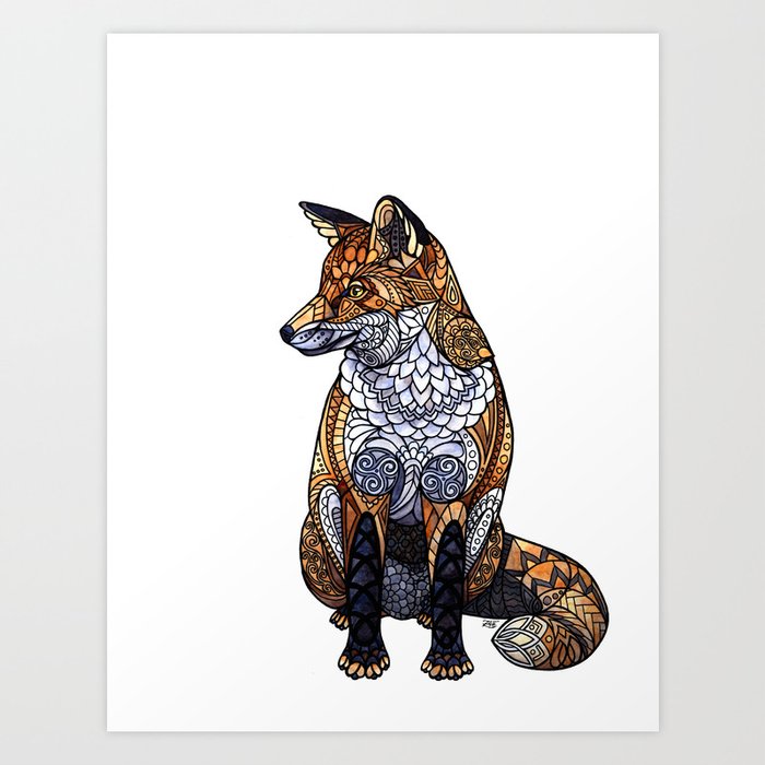 Stained Glass Fox Art Print