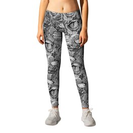 BITE ME roses and orchids BLACK WHITE Leggings | Lips, Pop Surrealism, Mouth, Floral, Orchids, Mono, Black and White, Drawing, Popart, Illustration 