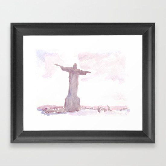 Watercolor landscape illustration_Rio Framed Art Print