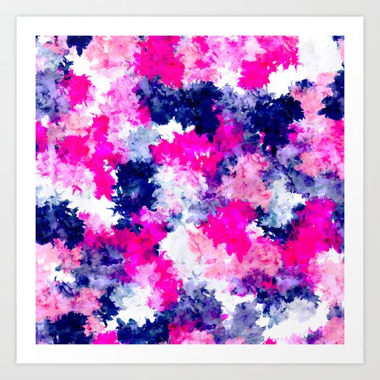 Hand painted pink purple watercolor abstract brushstrokes Art Print
