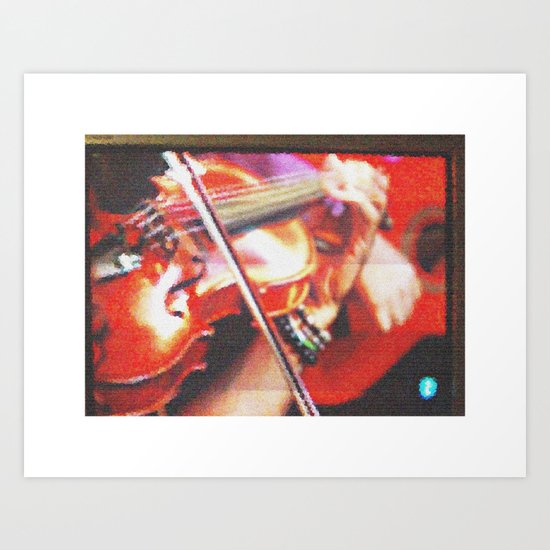 Spanish guitar and violin on television pie Art Print