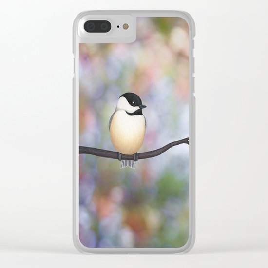 black capped chickadee on a branch Clear iPhone Case
