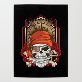 Jolly Roger Flag Skull and Crossbones Pirate Poster