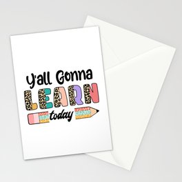 Colorful Teacher learning quote leopard Stationery Card