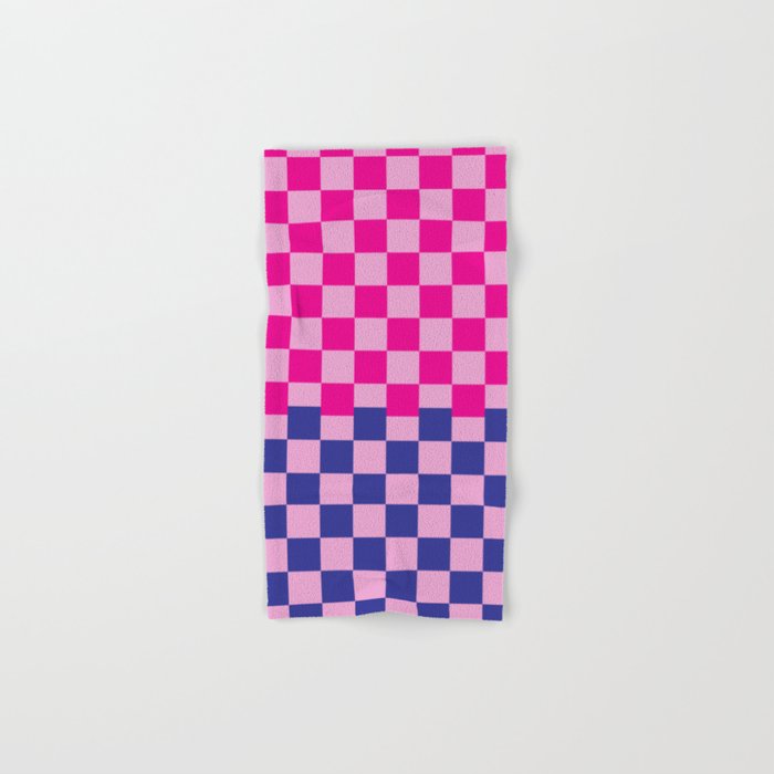 Retro Neon Checker in Pink and Blue Hand & Bath Towel