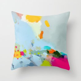 pink hill with sun ray Throw Pillow