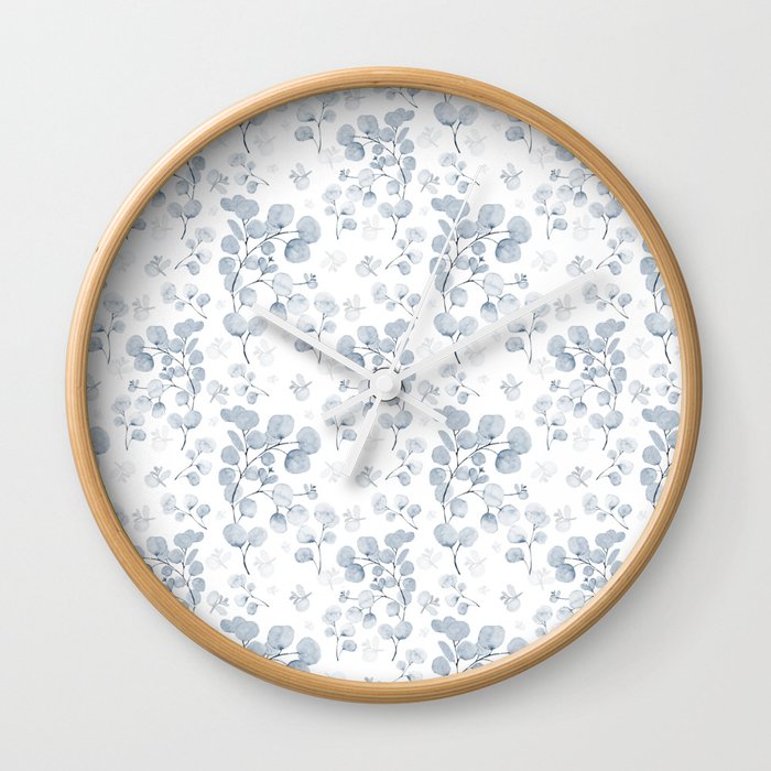 Blue Eucalyptus surface pattern Wall Clock