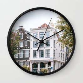 City Centre of Amsterdam || Colorful travel photography art Cityscape Buildings Bridge Architecture Wall Clock