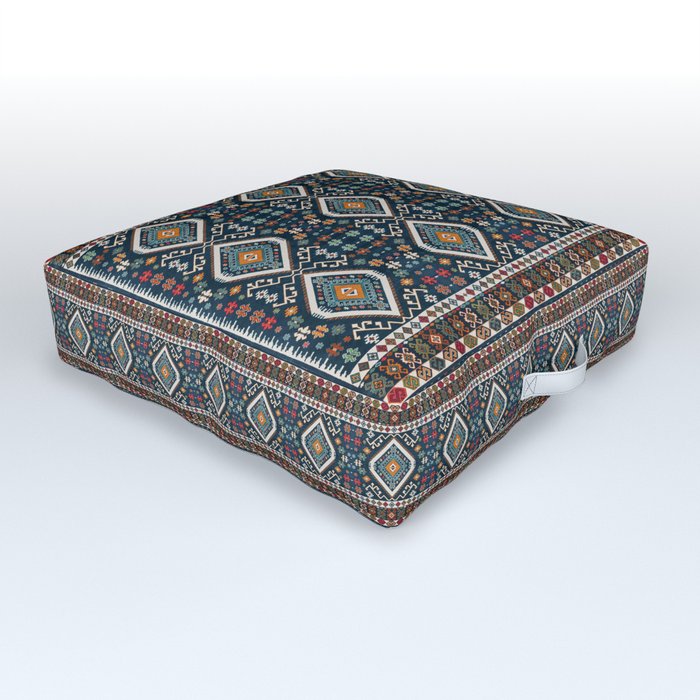 Oriental Southwestern Geometric Fabric Style Outdoor Floor Cushion