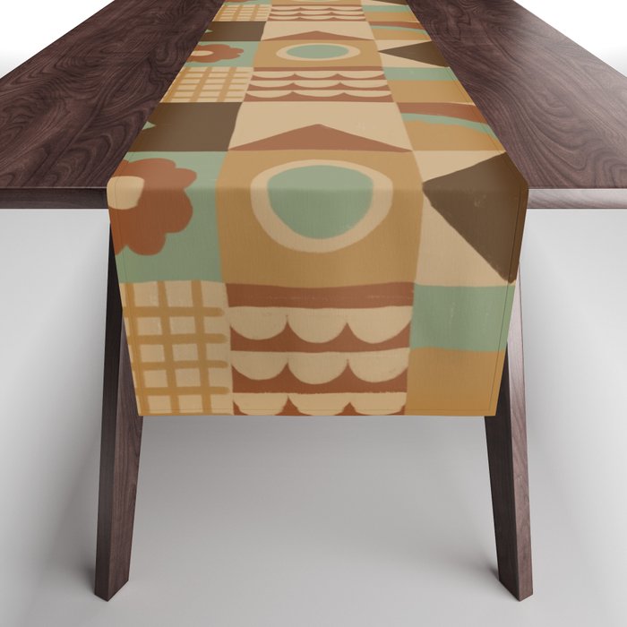 Brown tiles Table Runner
