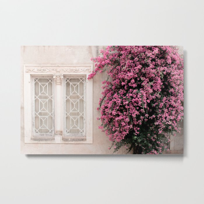 Pretty Window - Bougainvillea Flowers - Minimalist Portugal Travel Photography By Ingrid Beddoes Metal Print