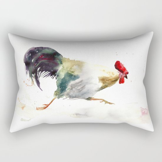 Symbol of 2017 Year, watercolor rooster, cock, cockerel Rectangular Pillow