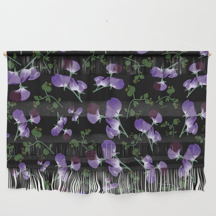 Sweet Pea on black Wall Hanging