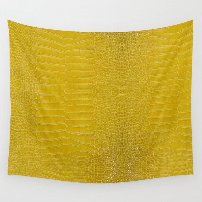 Yellow Alligator Leather Print Wall Tapestry