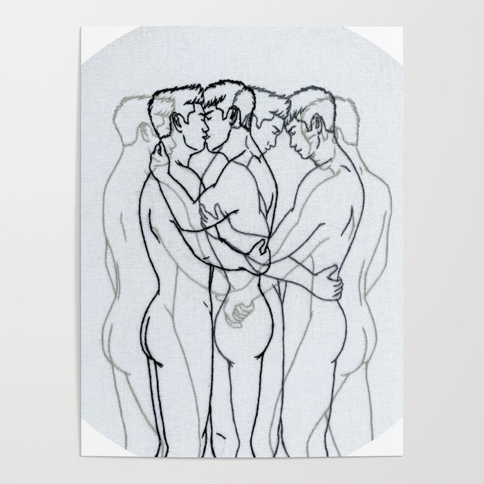 Embroidery art "Motion" printed/ Gay art Poster