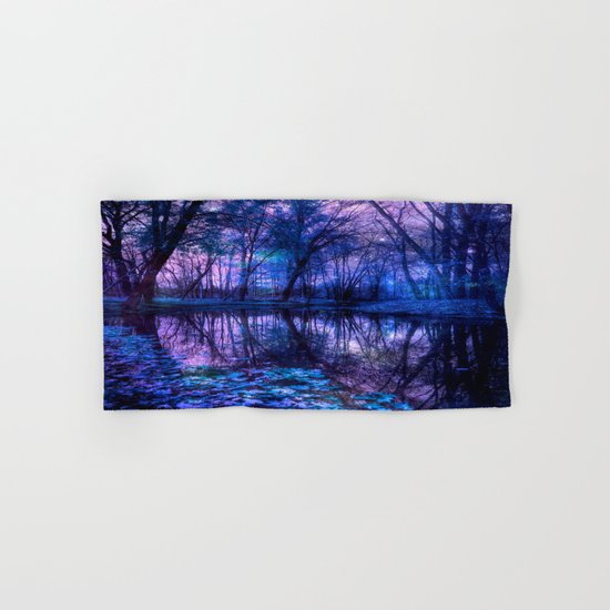 Enchanted Forest Lake Purple Blue Hand & Bath Towel