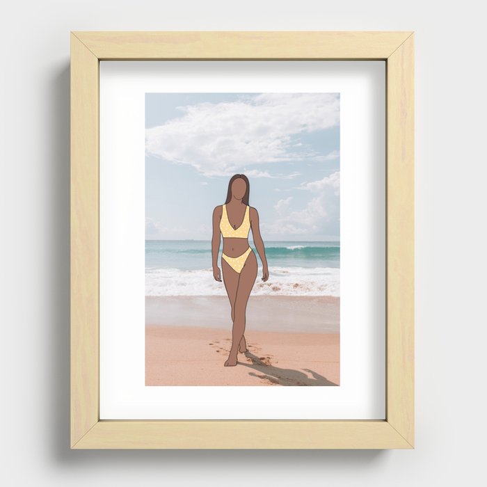 "Beach Babe" by RachelDesigns Recessed Framed Print