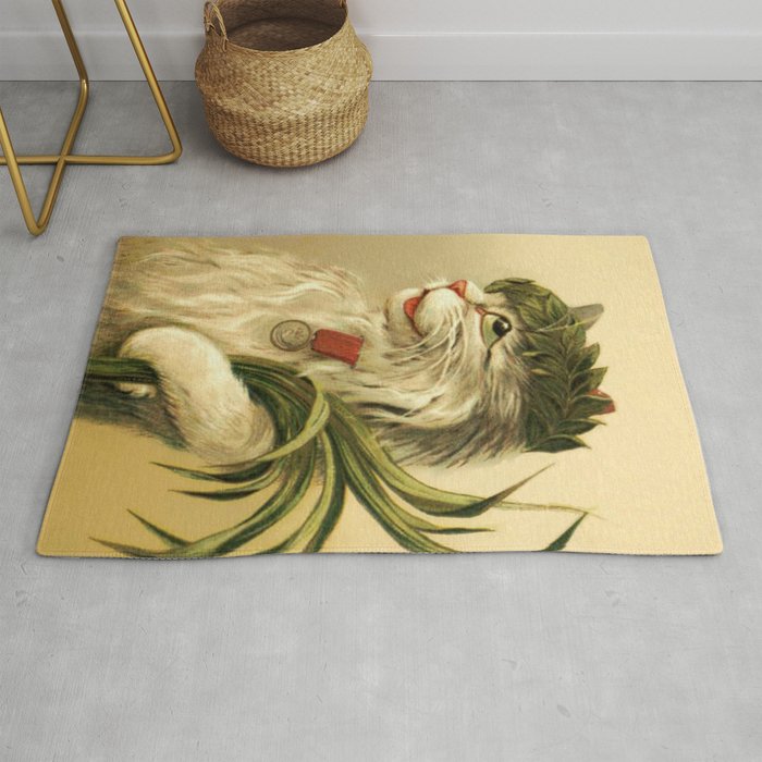 Cat with Laurel Wreath by Maurice Boulanger Rug