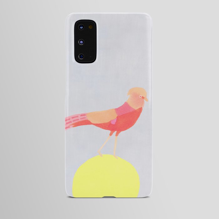 Pink Bird balancing on Yellow Ball Android Case