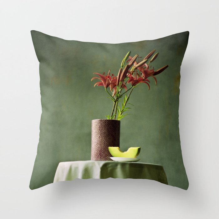 Lilies and melon Throw Pillow
