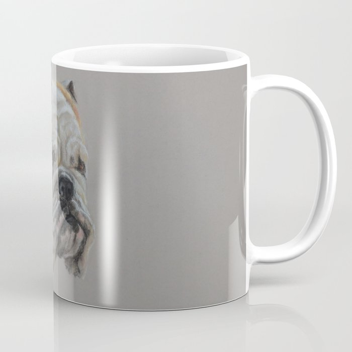 English Bulldog Realistic Dog Portrait Pastel Drawing On Gray Background Coffee Mug By Canisart Society6 You will need to get it to stick to the mug really well. english bulldog realistic dog portrait pastel drawing on gray background coffee mug by canisart
